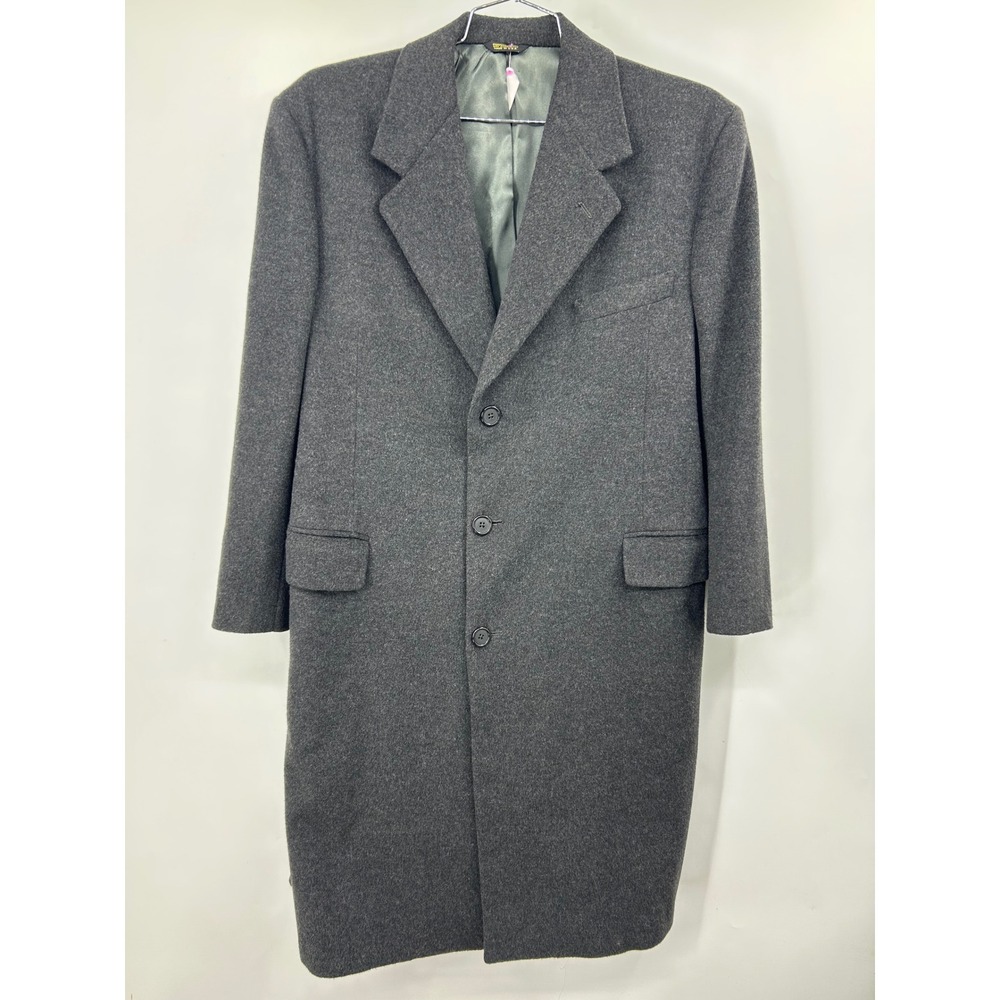 Nordstrom Jacob Siegel Gray Wool Overcoat Long Trench Coat Mens L 42R